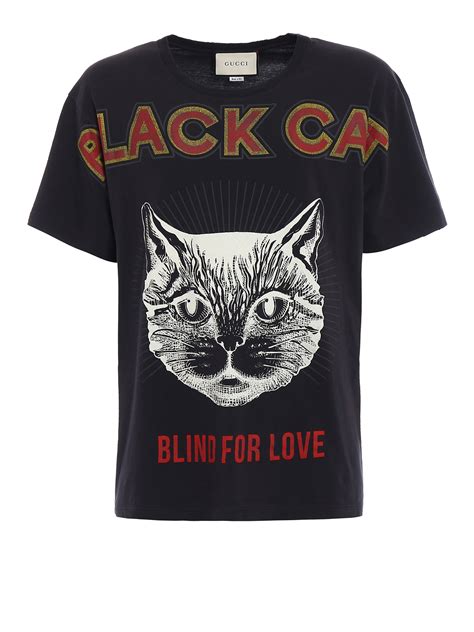 gucci black cat print t shirt|gucci t shirt animal.